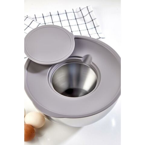 Cooker Karıştırma Saklama Kabı Paslanmaz Çelik Rendeli Kase Seti 8 Parça Gri CKR2876