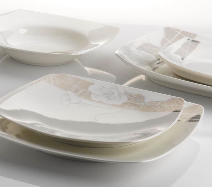 Jumbo Lisa Porselen 87 Parça 12 Kişilik Kare Yemek Takımı JB212343