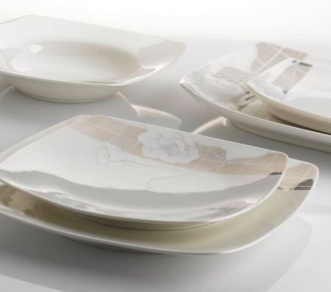 Jumbo Lisa Porselen 87 Parça 12 Kişilik Kare Yemek Takımı JB212343