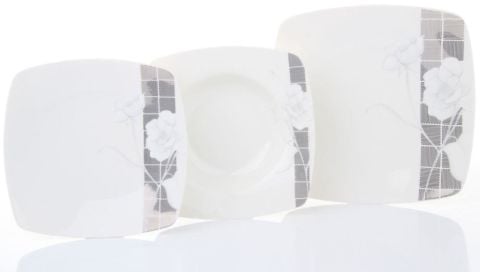 Jumbo Lisa Porselen 87 Parça 12 Kişilik Kare Yemek Takımı JB212343