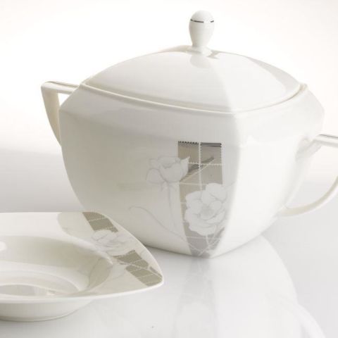 Jumbo Lisa Porselen 87 Parça 12 Kişilik Kare Yemek Takımı JB212343