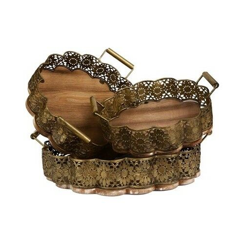 Vitale Rusty 3'Lü Yuvarlak Dekoratif Tepsi Ak.Df0063