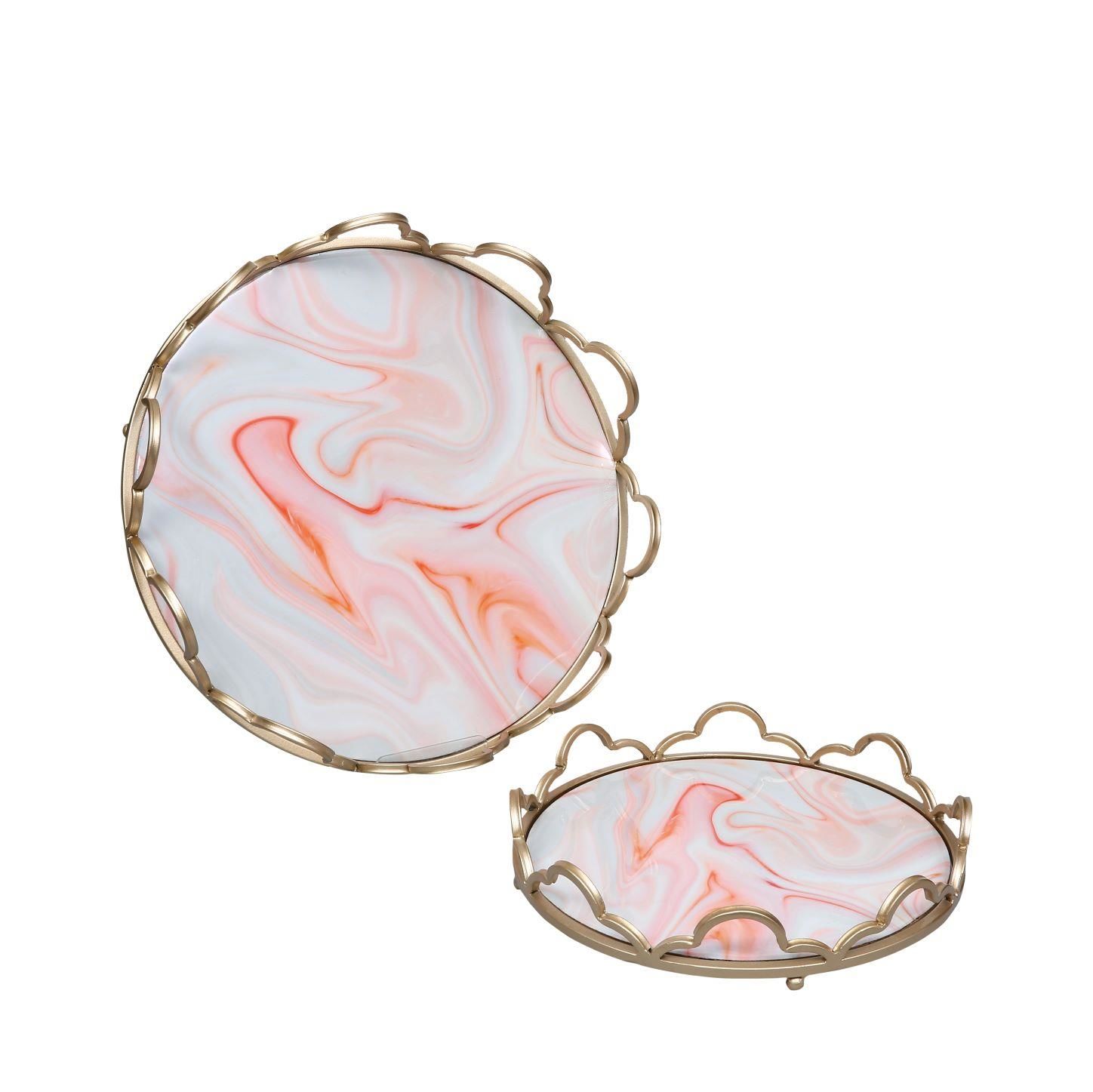 Vitale 2'Li Mermer Desenli Dekoratif Tepsi AK.HS0009