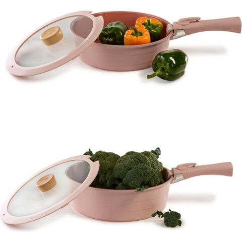 Neoflam Midas Pembe 11 Parça Ayrılabilen Saplı Iç Içe Geçebilen Indüksiyonlu Tencere Tava Seti D-NEOMDS11I-03