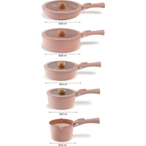 Neoflam Midas Pembe 11 Parça Ayrılabilen Saplı Iç Içe Geçebilen Indüksiyonlu Tencere Tava Seti D-NEOMDS11I-03