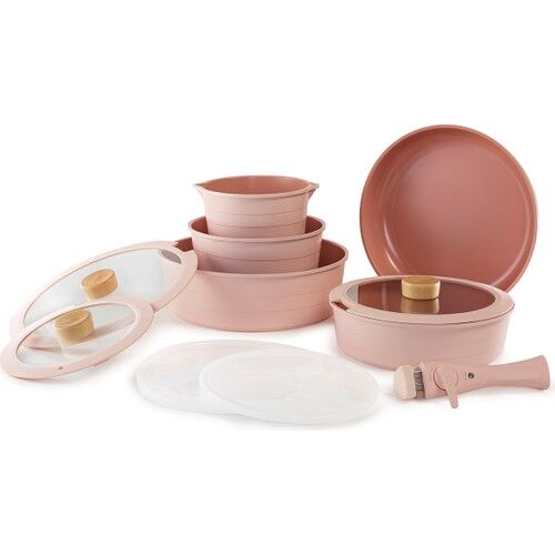 Neoflam Midas Pembe 11 Parça Ayrılabilen Saplı Iç Içe Geçebilen Indüksiyonlu Tencere Tava Seti D-NEOMDS11I-03