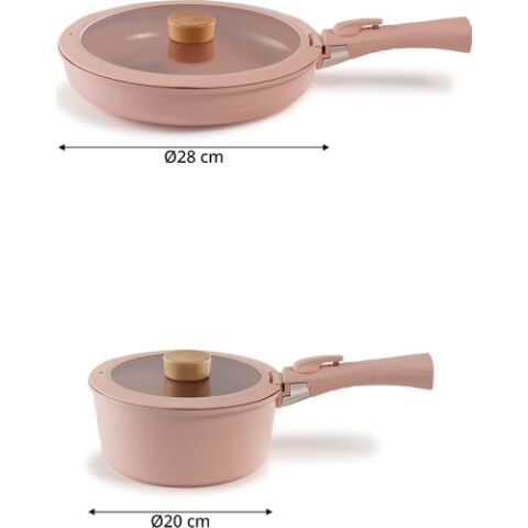 Neoflam Midas Pembe 6 Parça Ayrılabilen Saplı Iç Içe Geçebilen Indüksiyonlu Tencere Tava Seti D-NEOMDS6I-03