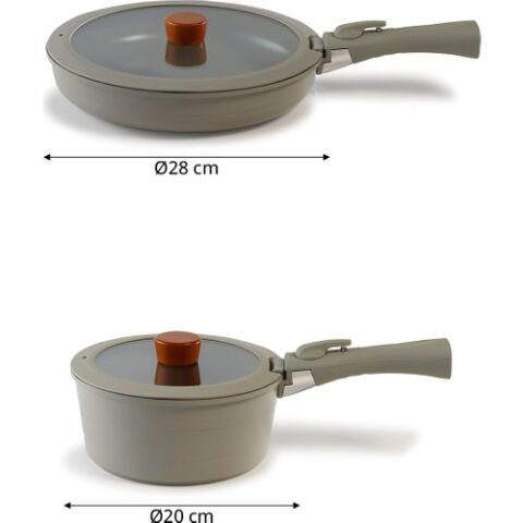 Neoflam Midas Gri 6 Parça Ayrılabilen Saplı Iç Içe Geçebilen Indüksiyonlu Tencere Tava Seti D-NEOMDS6I-07