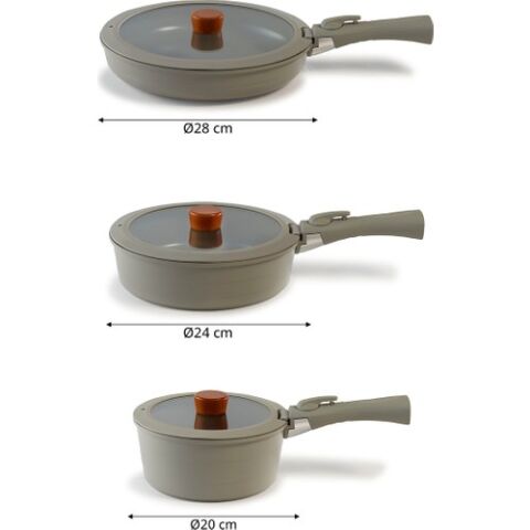 Neoflam Midas Gri 9 Parça Ayrılabilen Saplı Iç Içe Geçebilen Indüksiyonlu Tencere Tava Seti D-NEOMDS9I-07