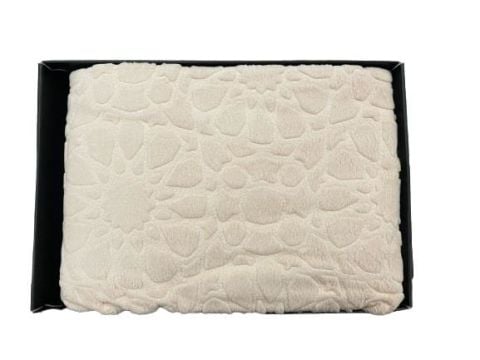 Sesli Home Emboss Battaniye Çift Kişilik Ekru 220*240 MOD274Ç