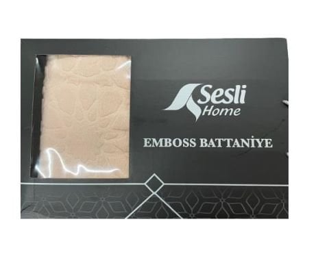Sesli Home Emboss Battaniye Çift Kişilik Ekru 220*240 MOD274Ç