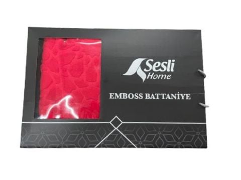 Sesli Home Emboss Battaniye Çift Kişilik Kırmızı 220*240 MOD377Ç