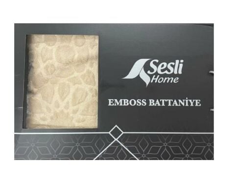 Sesli Home Emboss Battaniye Çift Kişilik Bej 220*240 MOD802Ç