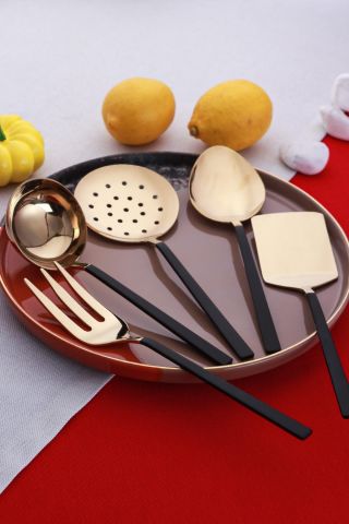Acar Vienna Luxury Titanyum Gold 5 Parça Servis Maşa Seti SKR-012330/10