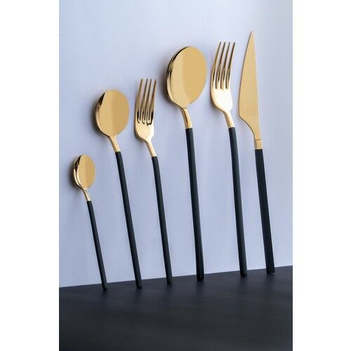 Acar Tıtanıum Vienna Luxury 36 Parça Çatal Kaşık Bıçak Takımı - Siyah SKR-012331