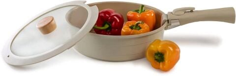 Neoflam Midas Bej 11 Parça Ayrılabilen Saplı İç İçe Geçebilen Tencere Tava Seti