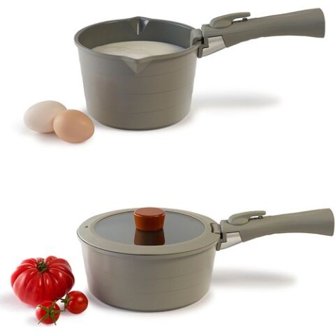 Neoflam Midas Gri 11 Parça Ayrılabilen Saplı Iç Içe Geçebilen Indüksiyonlu Tencere Tava Seti D-NEOMDS11I-07