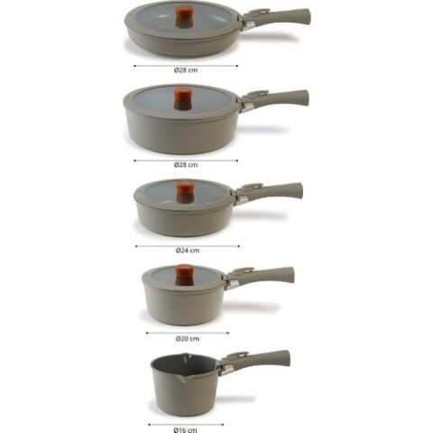 Neoflam Midas Gri 11 Parça Ayrılabilen Saplı Iç Içe Geçebilen Indüksiyonlu Tencere Tava Seti D-NEOMDS11I-07
