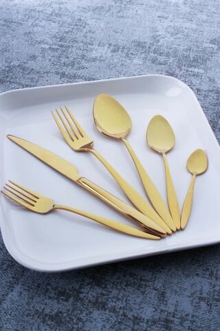 Acar Köşk Venice Luxury 6 Kişilik 36 Parça Gold Çatal Kaşık Bıçak Takımı XSH-011752