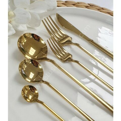 Acar Milano 36 Parça Paslanmaz Çelik Çatal Bıçak Kaşık Takımı Gold XYT-21-450