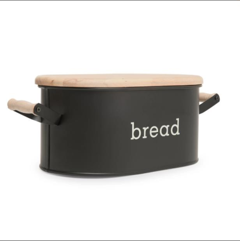The Mia Ahşap Kesme Tahtalı Ekmek Kutusu Siyah AN326MTL02001