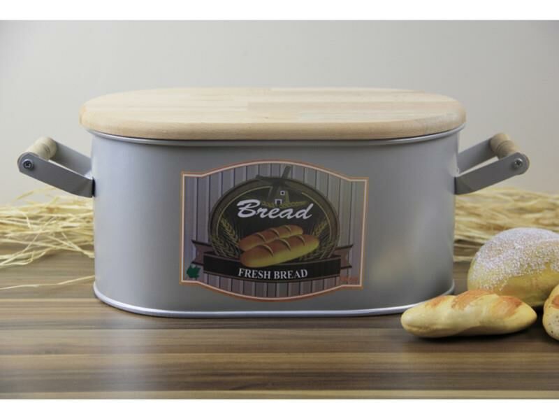Ancel Metal Kesme Tahtalı Ekmek Kutusu Gri AN326MTL02004
