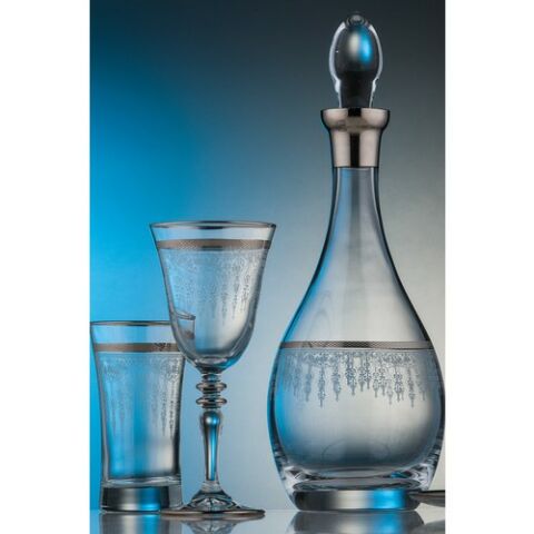 Kcd Efruz Platin 31 Parça Cam Sofra Sunum Çeyiz Seti Su Bardak Takımı Kesme El Dekor