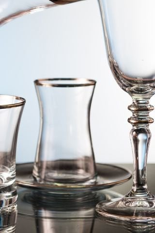 Kcd Soprano Platin 6 Kişilik 12 Parça Çay Bardak Seti
