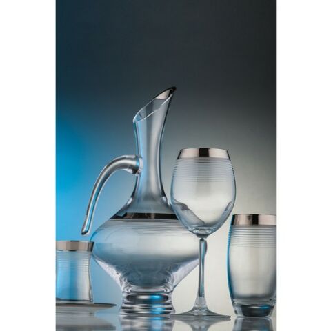 Kcd Linear 61 Parça Cam Sofra Sunum Çeyiz Seti Su Bardak Takımı Kesme El Dekor Platin