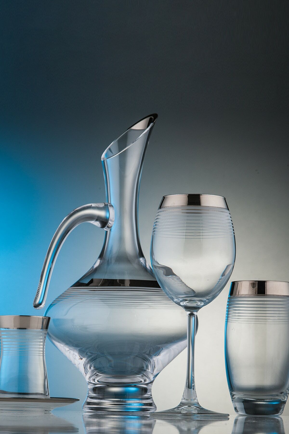 Kcd Linear 31 Parça Cam Sofra Sunum Çeyiz Seti Su Bardak Takımı Kesme El Dekor Platin