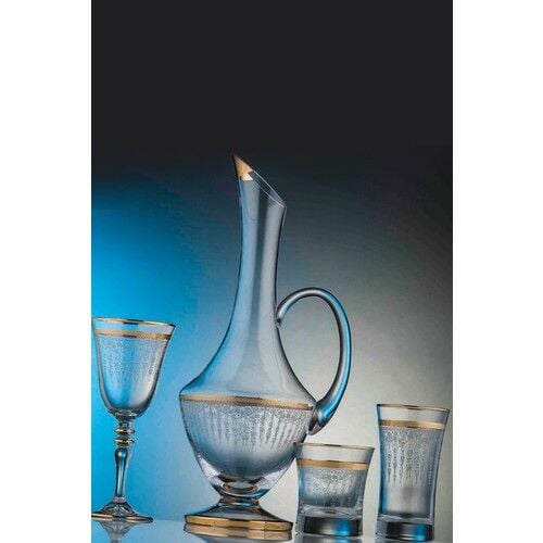 Kcd Efruz Altın 61 Parça Cam Sofra Sunum Çeyiz Seti Su Bardak Takımı