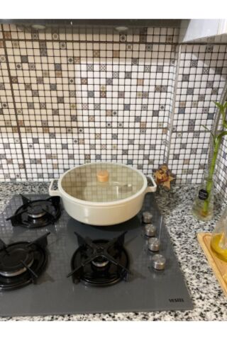 NEOFLAM Fika Cam Kapaklı Alüminyum Döküm Sığ Tencere 30 cm D-NEOF230L