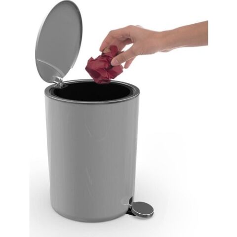 Primanova Lenox Pedallı 5 Lt Gri Çöp Kovası M-E66-07