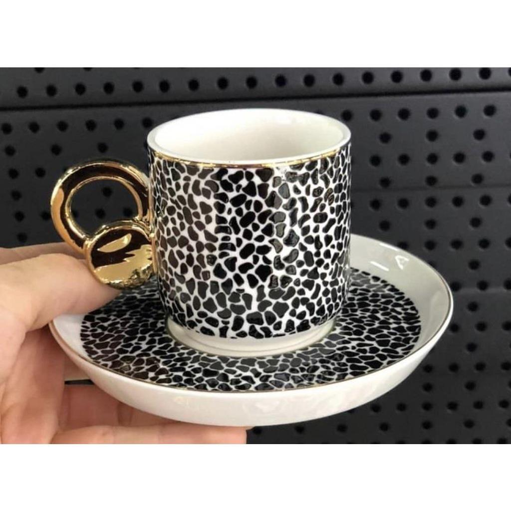 Acar Leopar Desen Porselen Kahve Fincan Takımı 9642-L3