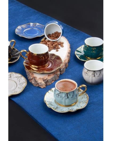 Acar Lula Porselen 6'lı Kahve Fincan Takımı 11660-Renkli