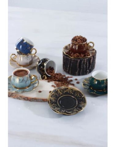 Acar Lula Porselen 6'lı Kahve Fincan Takımı 11660-Renkli