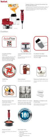 Tefal Actiflow Pro Extreme 1500W Blend'n Go - Kırmızı - 9100037323